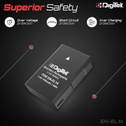 DIGITEK&reg; (ENEL14) حزم بطاريات ثانوية قابلة لإعادة الشحن للكاميرا الرقمية وكاميرات الفيديو الرقمية